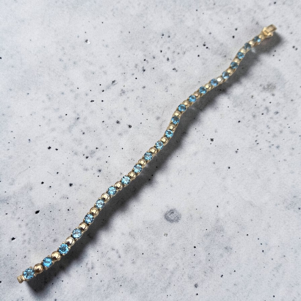 Sterling Silver& Topaz Gemstone Bracelet 925 C I Thailand 7"